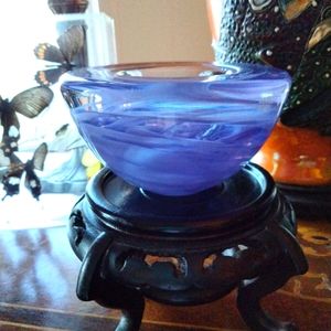 Purple art glass Costa Boda purple swirl bowl